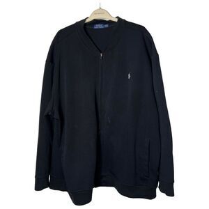 Polo Ralph Lauren Bomber Cardigan Cotton Full Zip Up Logo Men's Black 2XL
